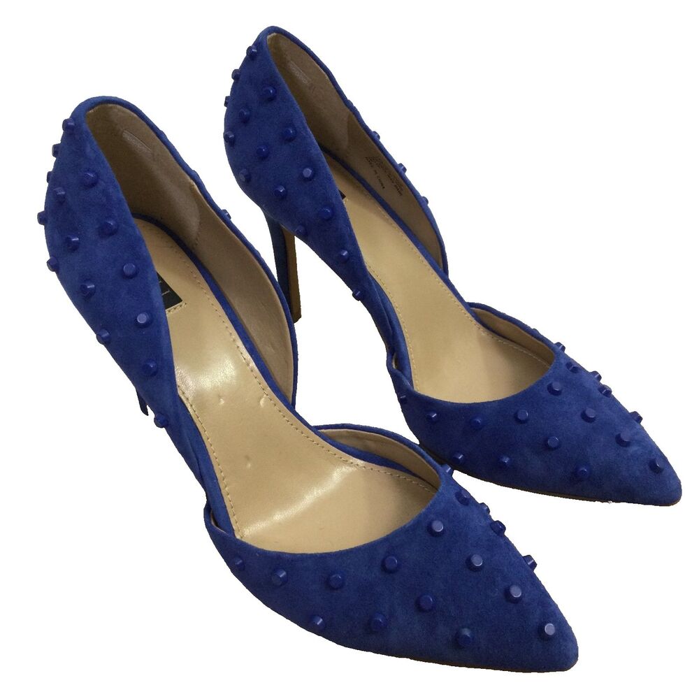 G.I.L.I. Womens Jillee Suede Studded D’orsay Pointy Dress Heels Royal Blue US 9M